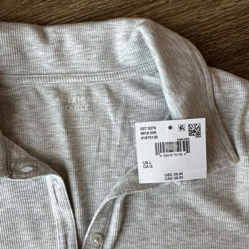 NWT Light Gray Ribbed Button Up Bodysuit - Picture 3 of 4